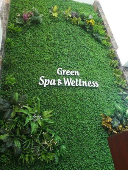 Tường cỏ và chữ nổi Green Spa Wellness